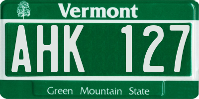 VT license plate AHK127