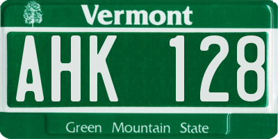 VT license plate AHK128
