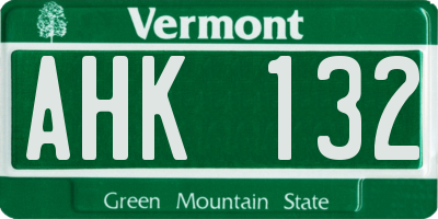 VT license plate AHK132