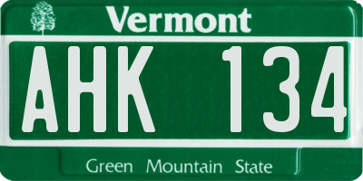 VT license plate AHK134