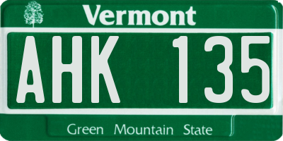 VT license plate AHK135