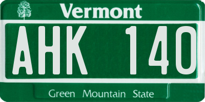 VT license plate AHK140