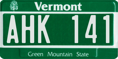 VT license plate AHK141