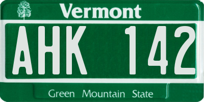 VT license plate AHK142
