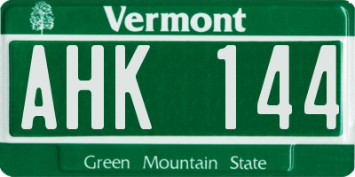 VT license plate AHK144