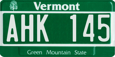 VT license plate AHK145