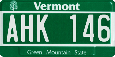 VT license plate AHK146