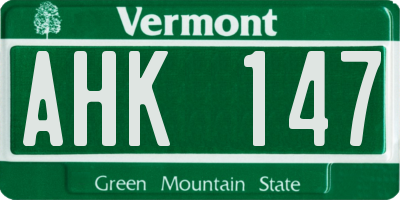 VT license plate AHK147