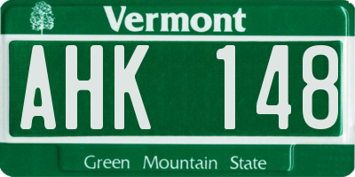 VT license plate AHK148