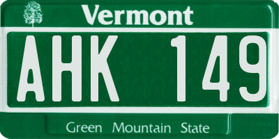 VT license plate AHK149