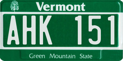 VT license plate AHK151