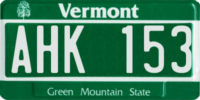 VT license plate AHK153