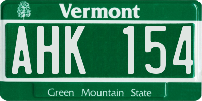 VT license plate AHK154