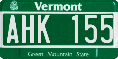 VT license plate AHK155