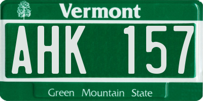 VT license plate AHK157