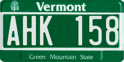 VT license plate AHK158