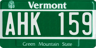 VT license plate AHK159