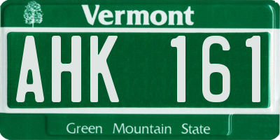 VT license plate AHK161