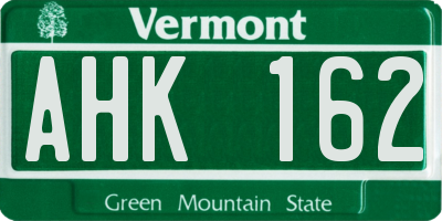 VT license plate AHK162