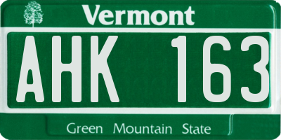 VT license plate AHK163