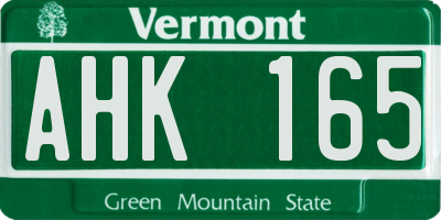 VT license plate AHK165