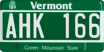 VT license plate AHK166