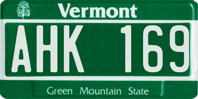 VT license plate AHK169