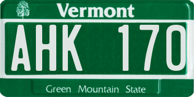 VT license plate AHK170