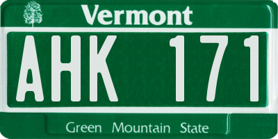 VT license plate AHK171