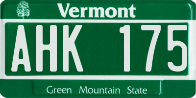 VT license plate AHK175