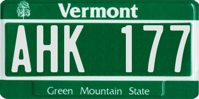 VT license plate AHK177