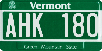VT license plate AHK180