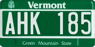 VT license plate AHK185