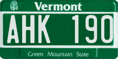 VT license plate AHK190