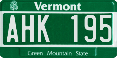 VT license plate AHK195