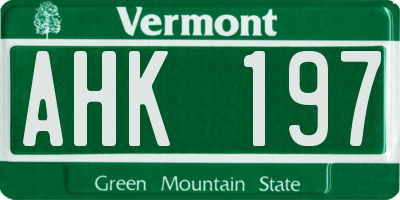 VT license plate AHK197