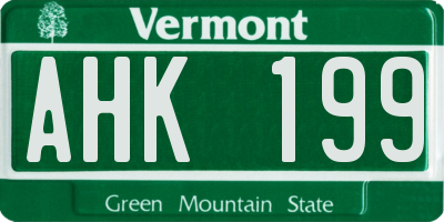 VT license plate AHK199