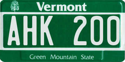 VT license plate AHK200