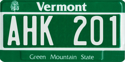 VT license plate AHK201