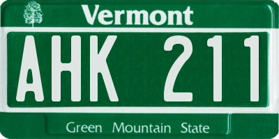 VT license plate AHK211