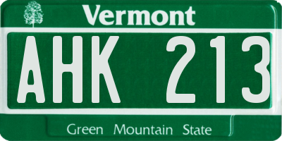VT license plate AHK213