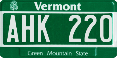 VT license plate AHK220