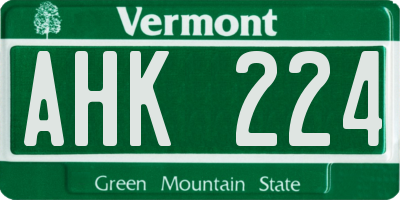 VT license plate AHK224