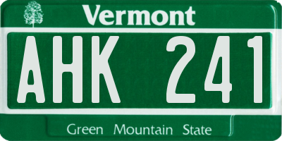 VT license plate AHK241