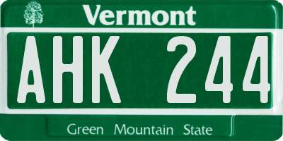 VT license plate AHK244