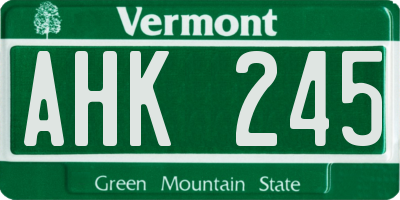 VT license plate AHK245