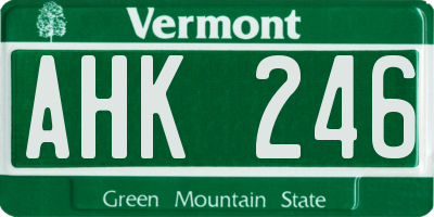 VT license plate AHK246