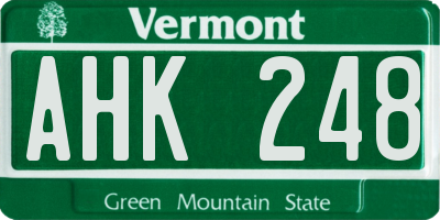 VT license plate AHK248
