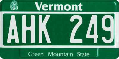 VT license plate AHK249