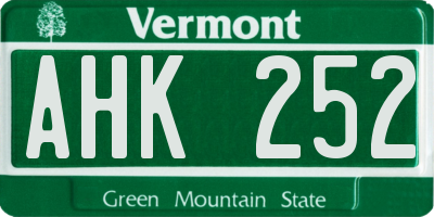 VT license plate AHK252